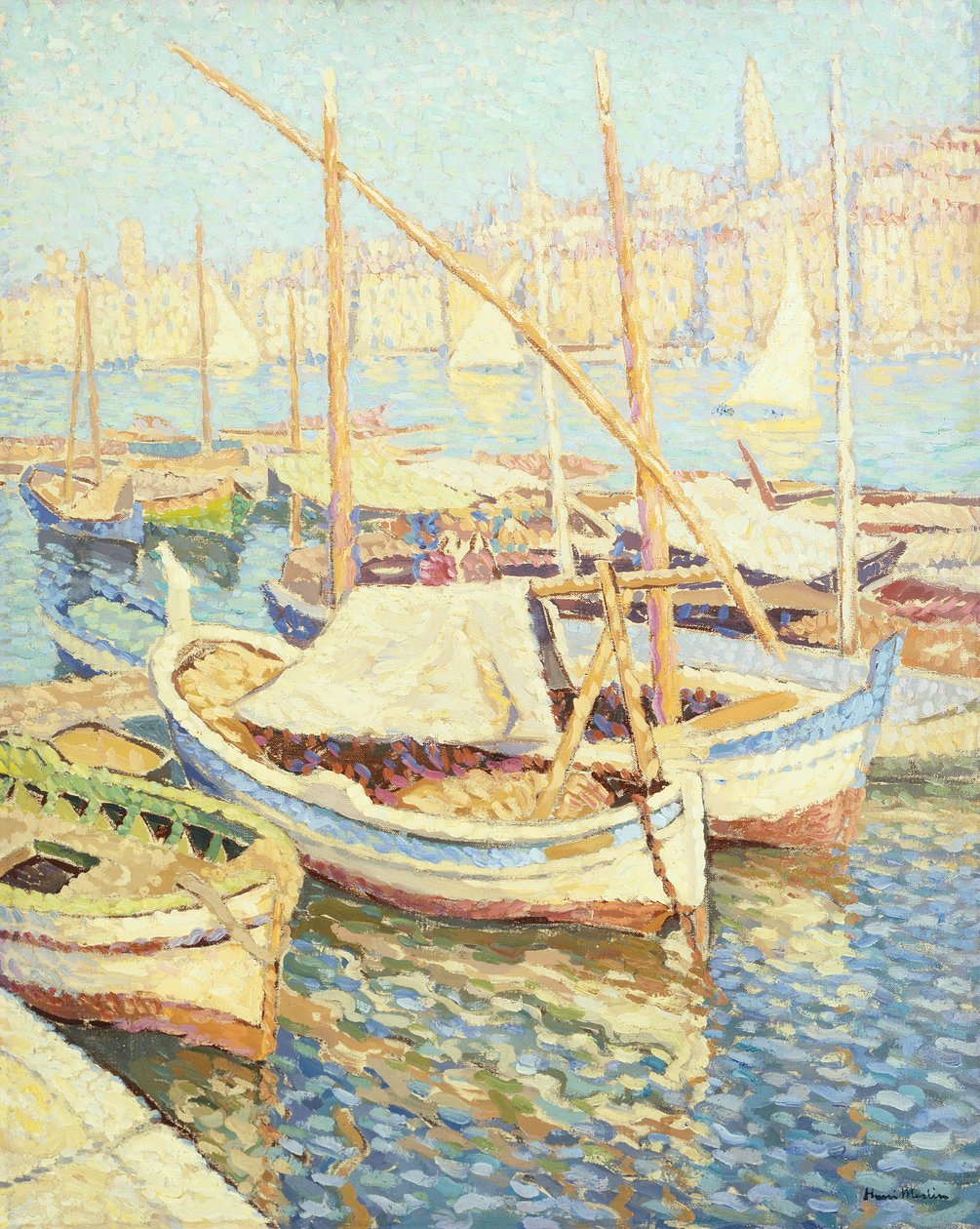 Marseilles hamn (olja på duk) av Henri Martin