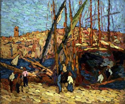 Studie för Marseille, ca 1917 (olja på panel) av Henri Martin