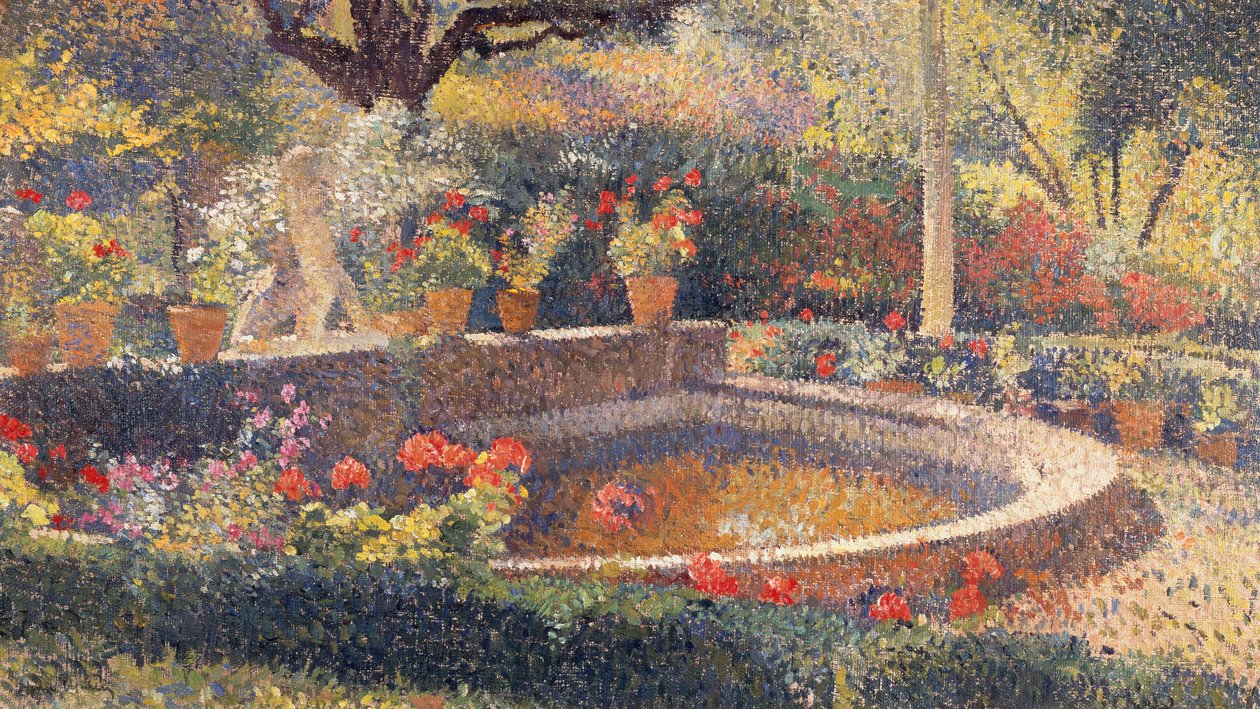 The Central Pond at the Marquayrol Park (olja på duk) av Henri Martin