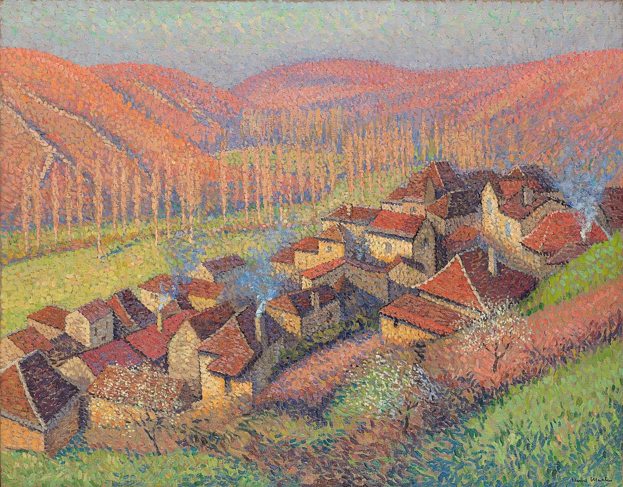Utsikt över centrum av Labastide du Vert; Utsikt över centrum av Labastide du Vert, c.1940 av Henri Martin