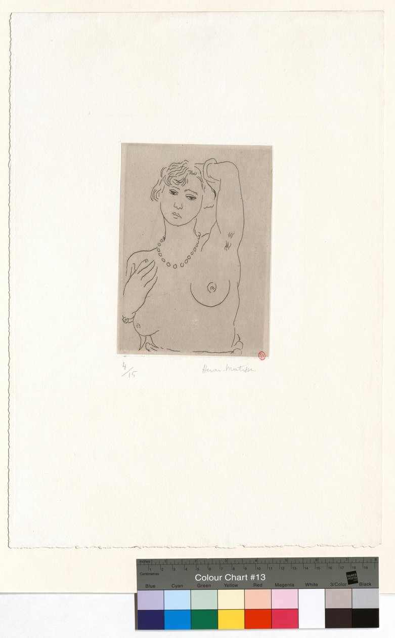 Byst av en kvinna med halsband och armband av Henri Matisse