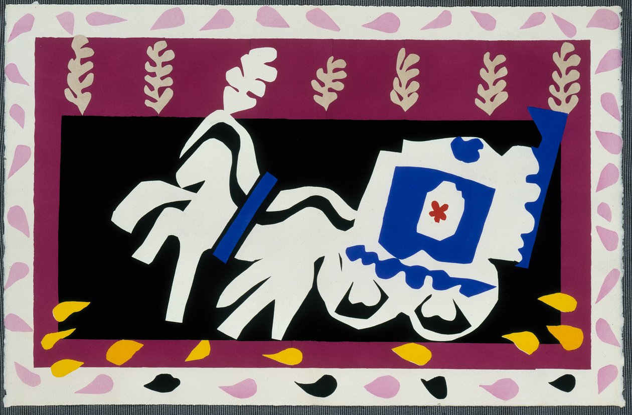 Pierrots begravning. Ur ”Jazz”. Plansch X. S. 70/71 av Henri Matisse