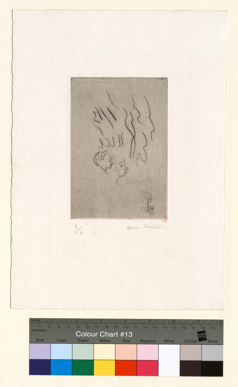 Två små profiler (etsningsprov) av Henri Matisse