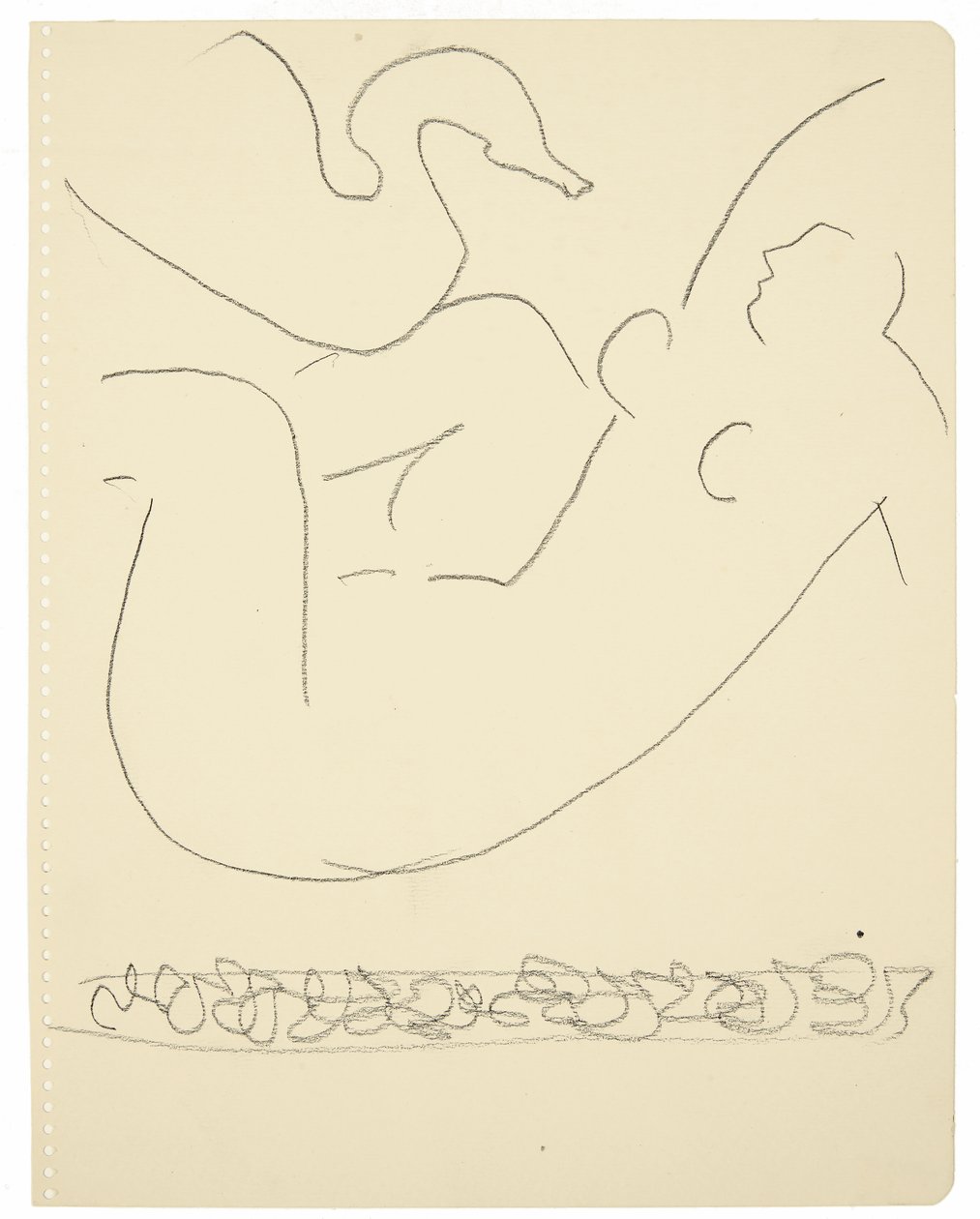 Studie (Leda och svanen) (svart Conté-krita på papper) av Henri Matisse