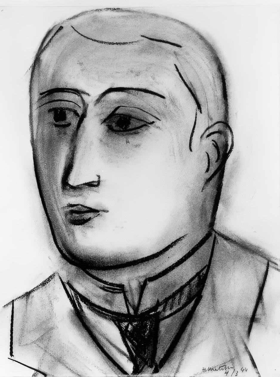 Studie för porträtt av Guillaume Apollinaire av Henri Matisse