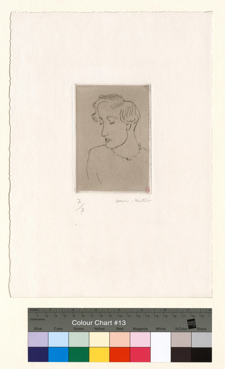 Kvinna med nedblickade ögon, i 3/4-profil åt vänster av Henri Matisse