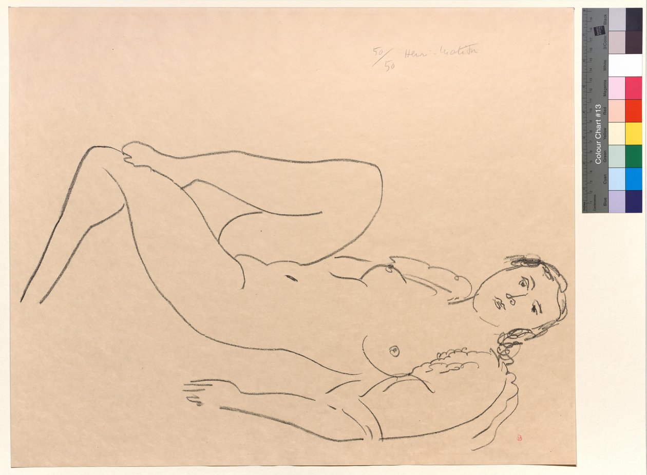 Naken kvinna som ligger med benen i knä av Henri Matisse