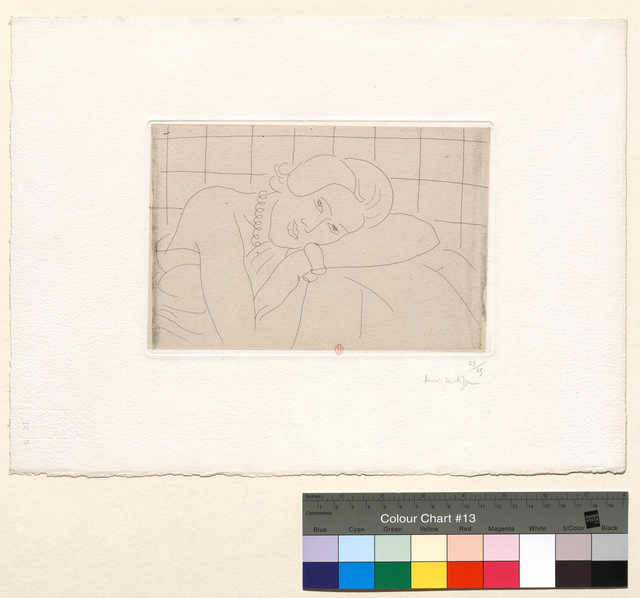 Figur med huvudet vilande på vänster arm av Henri Matisse