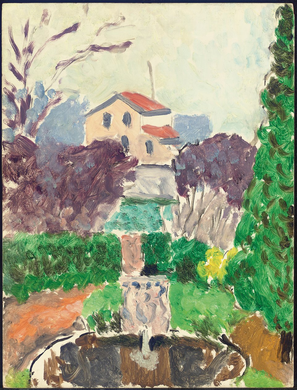 Konstnärens trädgård i Issy-les-Moulineaux, ca 1918 (olja på pannå) av Henri Matisse