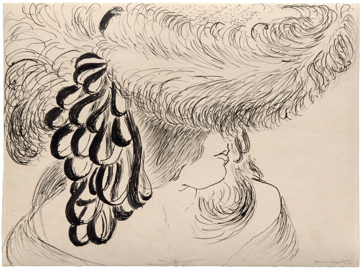 Flicka med fjäderprydd hatt (Mlle Antoinette) av Henri Matisse