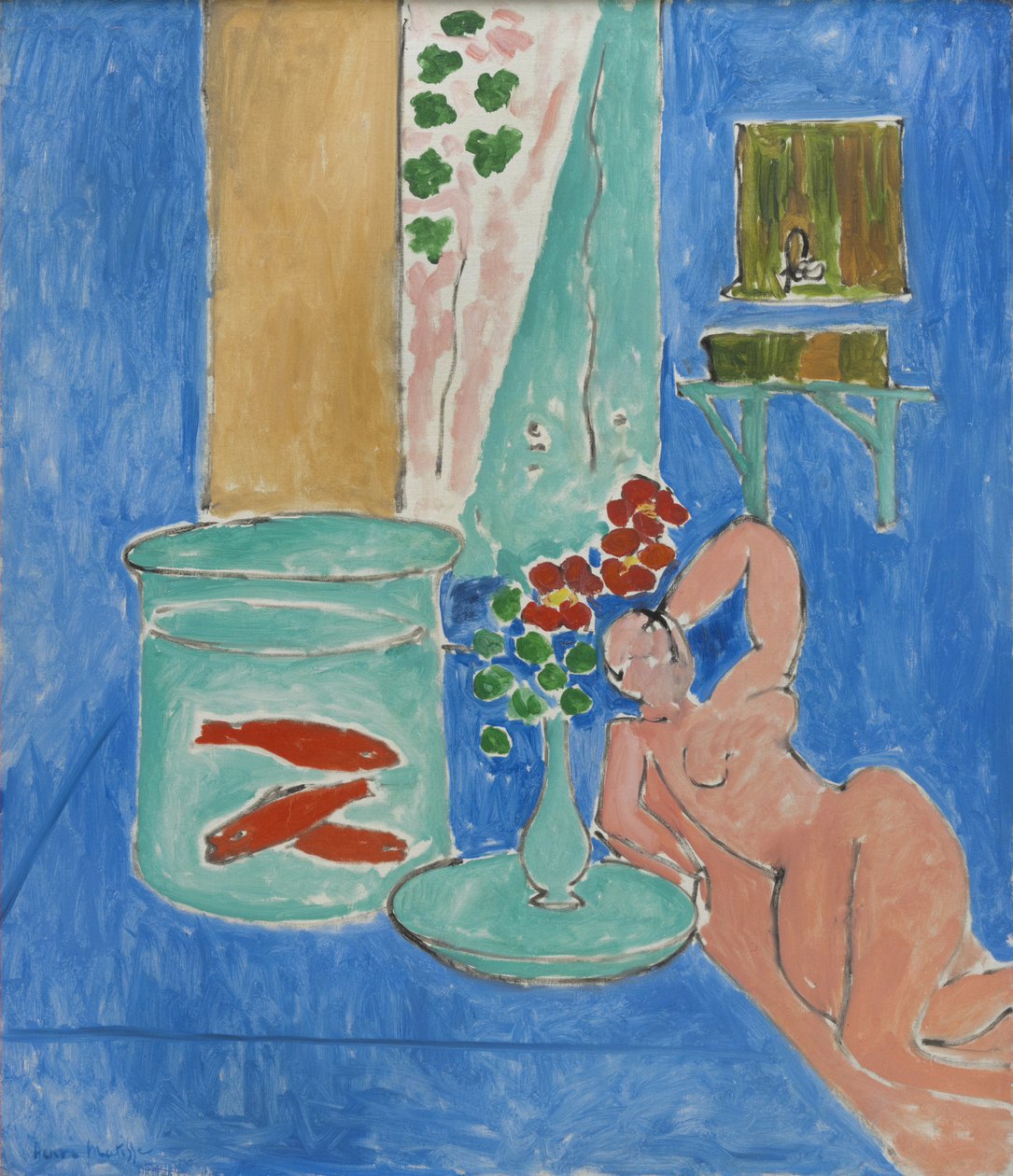 Guldfisk och skulptur av Henri Matisse