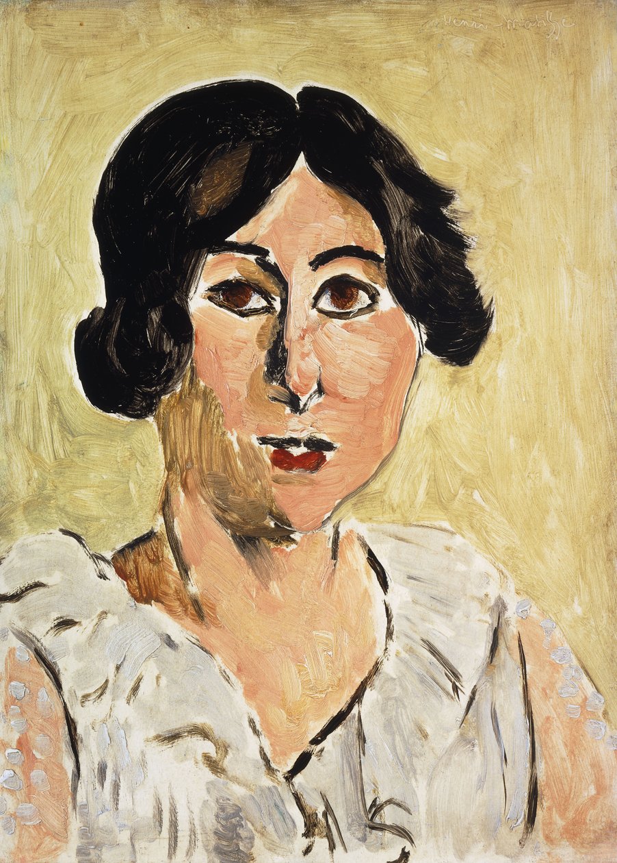 Huvud med svärtade ögon (Lorette, ca 1917 (olja på pannå) av Henri Matisse