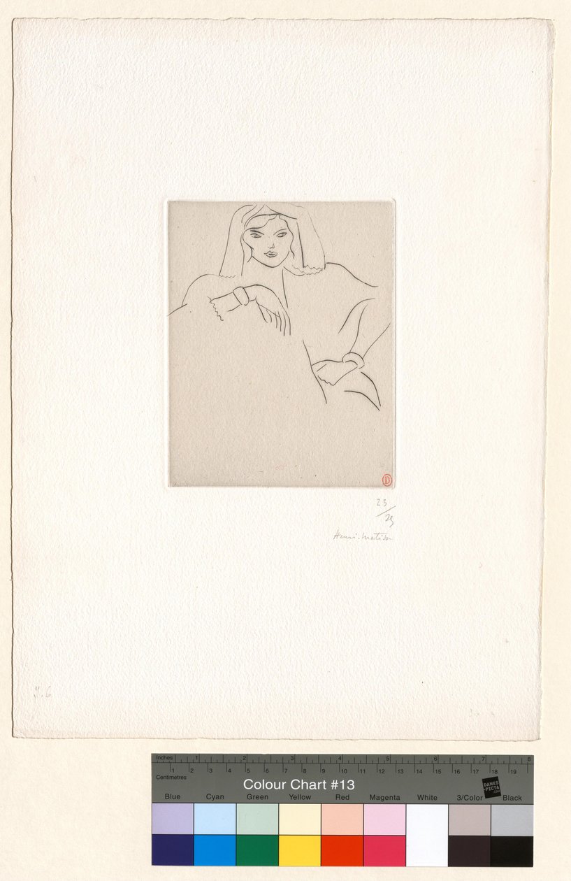 Ung kvinna som lutar sig framåt, med slöja på huvudet av Henri Matisse
