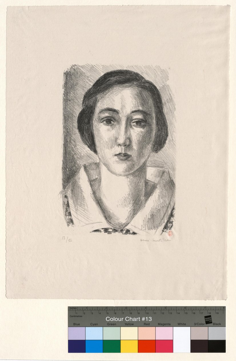Ung flicka i blommig klänning med organdikrage av Henri Matisse