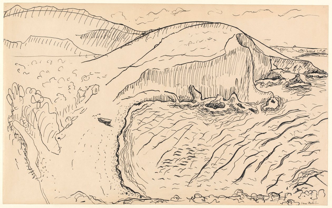 Landskap (penna  bläck på papper) av Henri Matisse