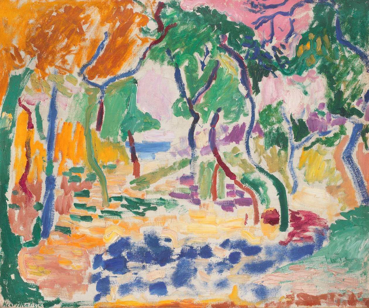 Landskap nära Collioure. Studie till "Livsglädjen" av Henri Matisse