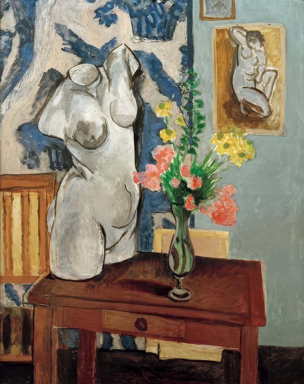 Torso i gips, en bukett blommor av Henri Matisse