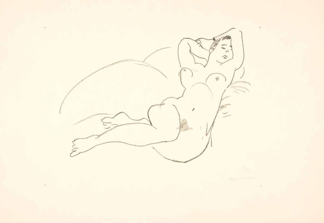 Liggande, kvinnlig nakenmodell av Henri Matisse