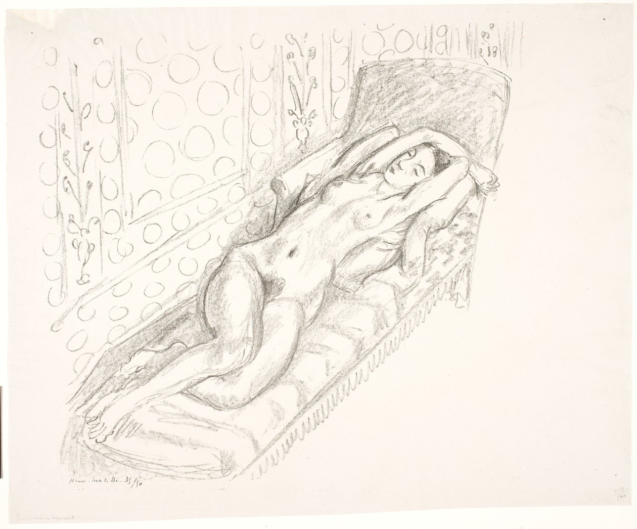 En naken kvinna som ligger på en schäslong av Henri Matisse