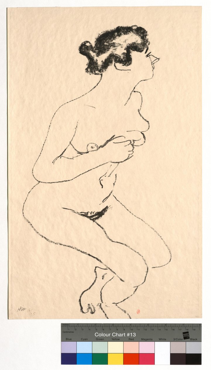 Naken i hukande ställning, profil med svart hår av Henri Matisse