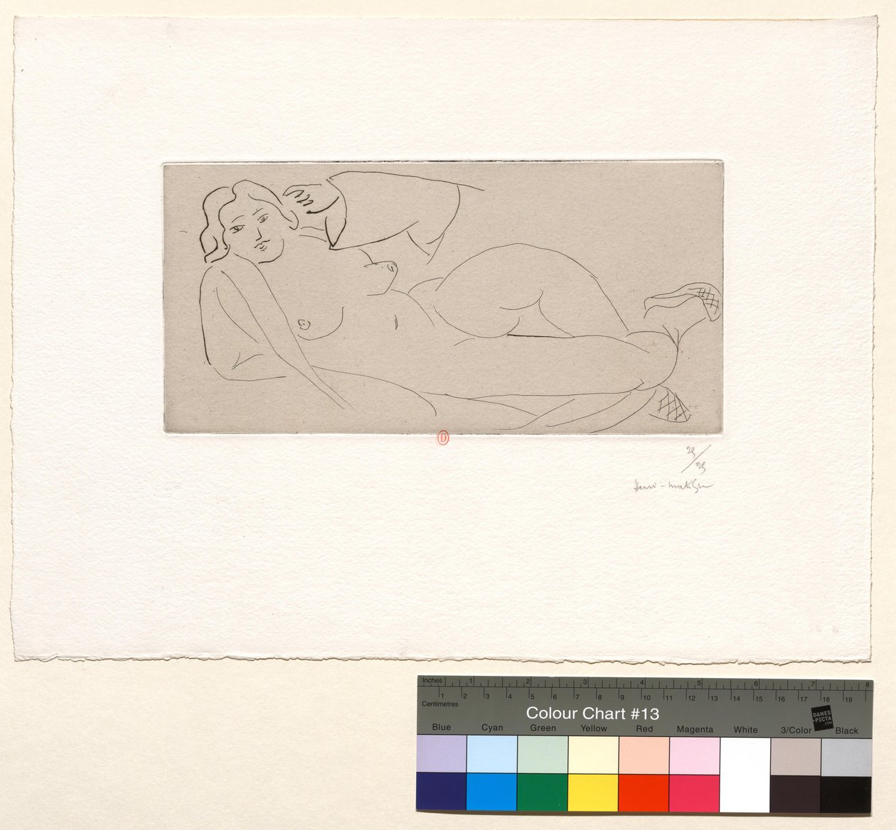 Liggande naken med flätade halmtofflor av Henri Matisse