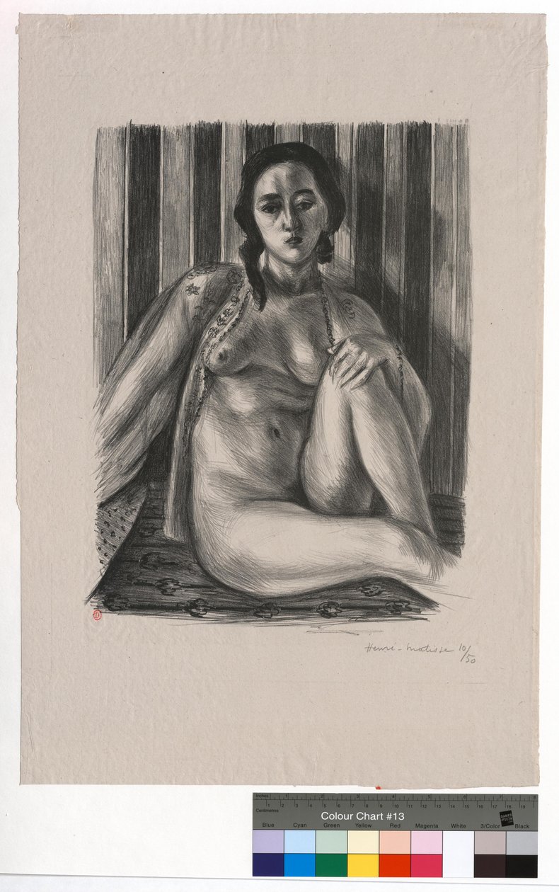 Sittande nakenmodell i tyllskjorta av Henri Matisse