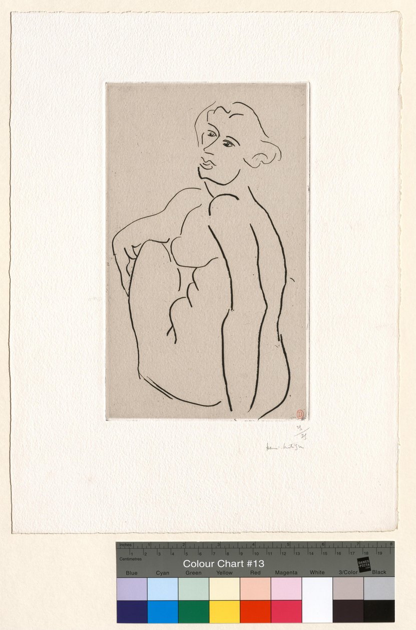 Sittande nakenstudie, ryggen sedd i trekvartsprofil av Henri Matisse