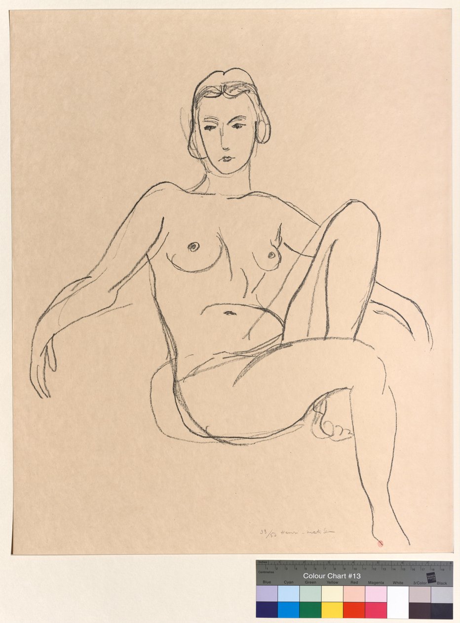 Sittande naken med utsträckta armar av Henri Matisse