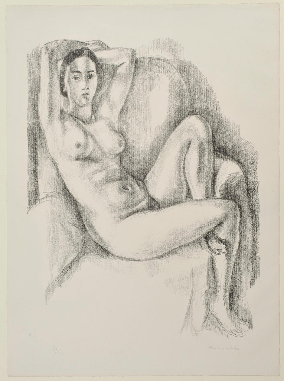 Naken med blå kudde av Henri Matisse