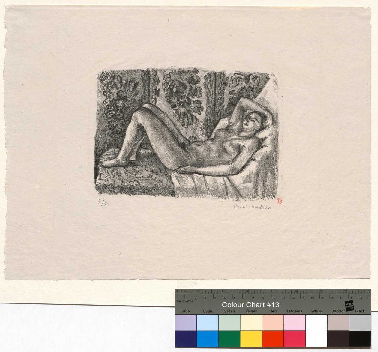 Liggande naken med Ludvig XIV-skärmen av Henri Matisse