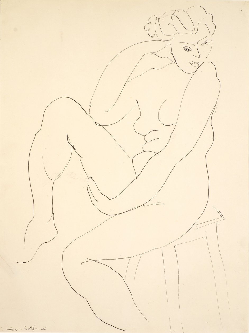 Naken person sittande på en pall av Henri Matisse