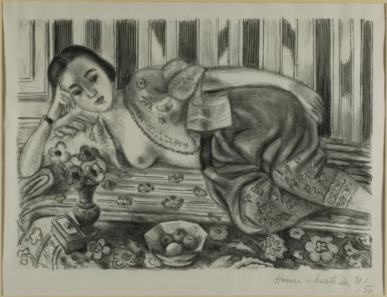 Odalisque i röd satin Pantaloons av Henri Matisse