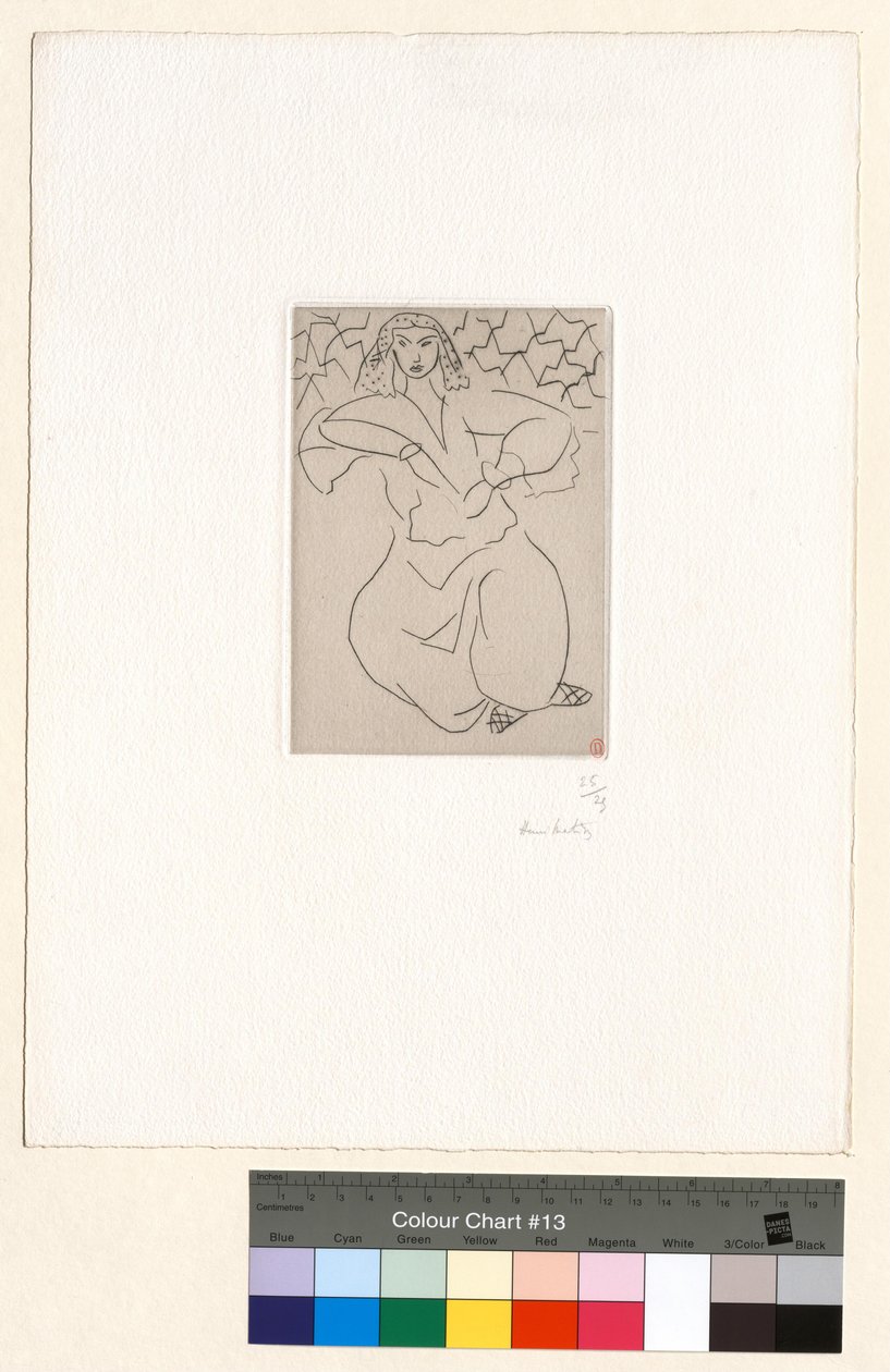 Sittande orientalisk kvinna, slöja över huvudet av Henri Matisse