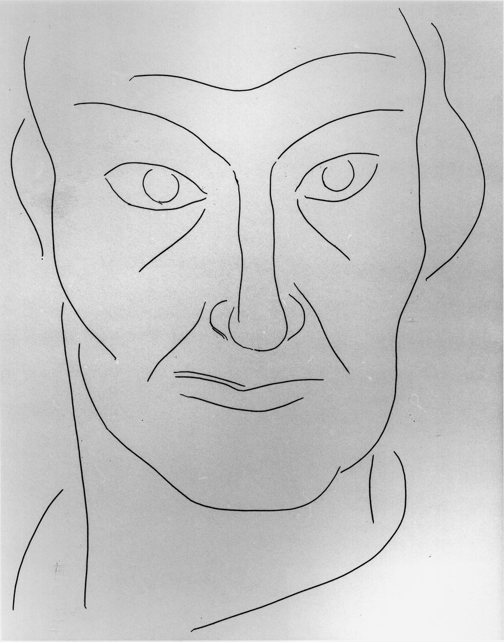 Porträtt av Charles Baudelaire (1821-67), illustration till Poems by Stephane Mallarme (1842-98) 1932 (penna  bläck på papper) (svartvitt foto) av Henri Matisse
