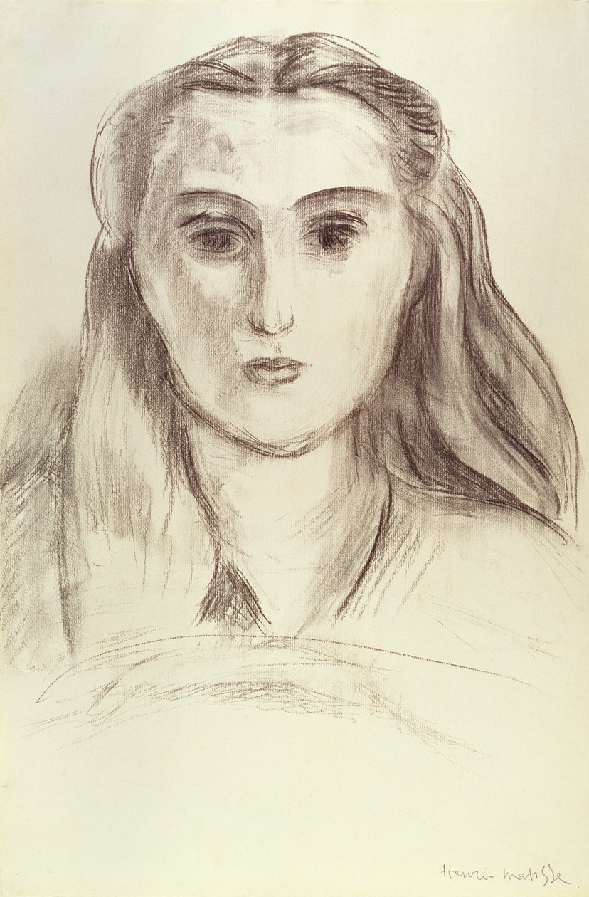 Porträtt av en ung kvinna med utsläppt hår (L.N. Delektorskaya) av Henri Matisse