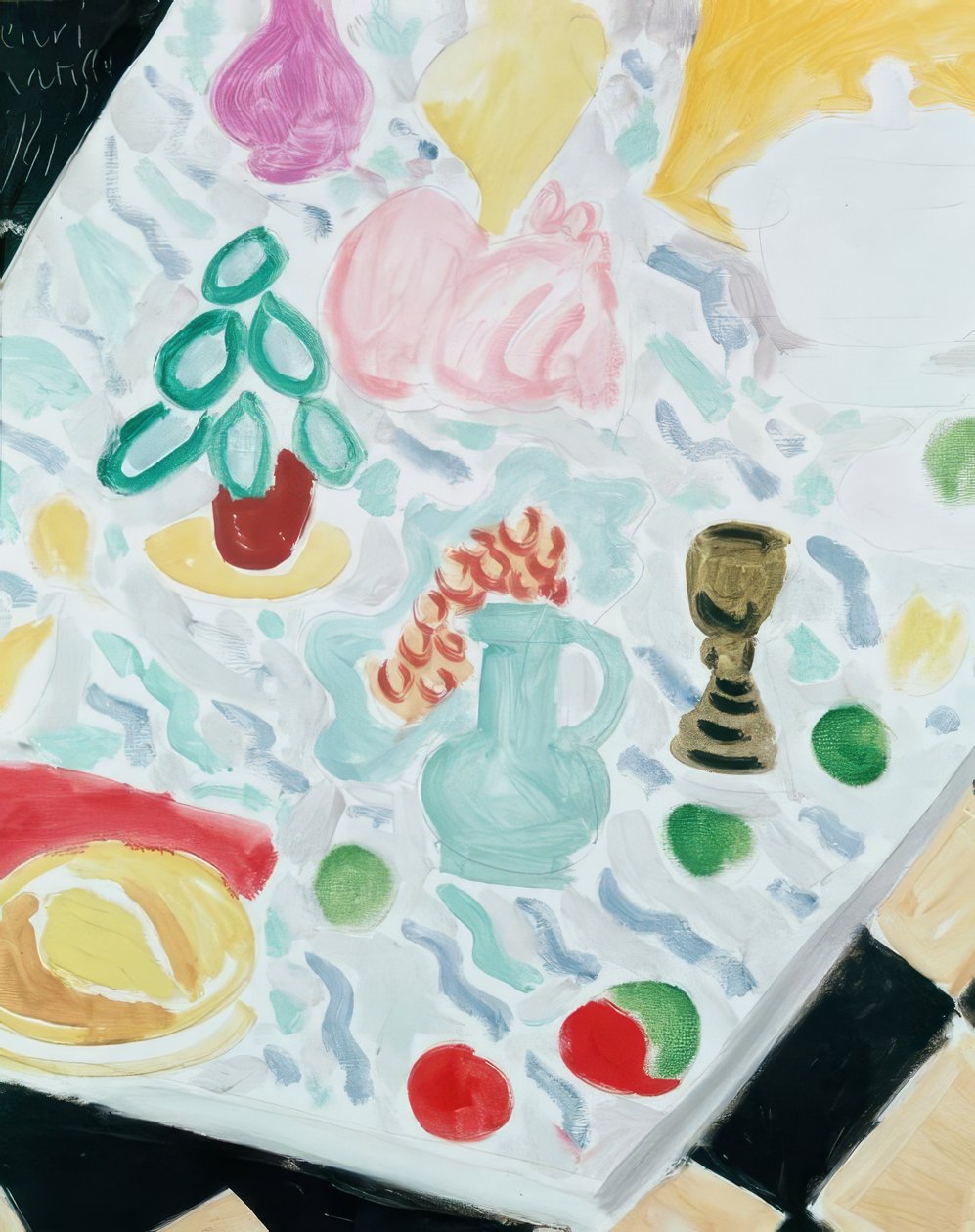 Keramik och glas på ett marmorbord av Henri Matisse