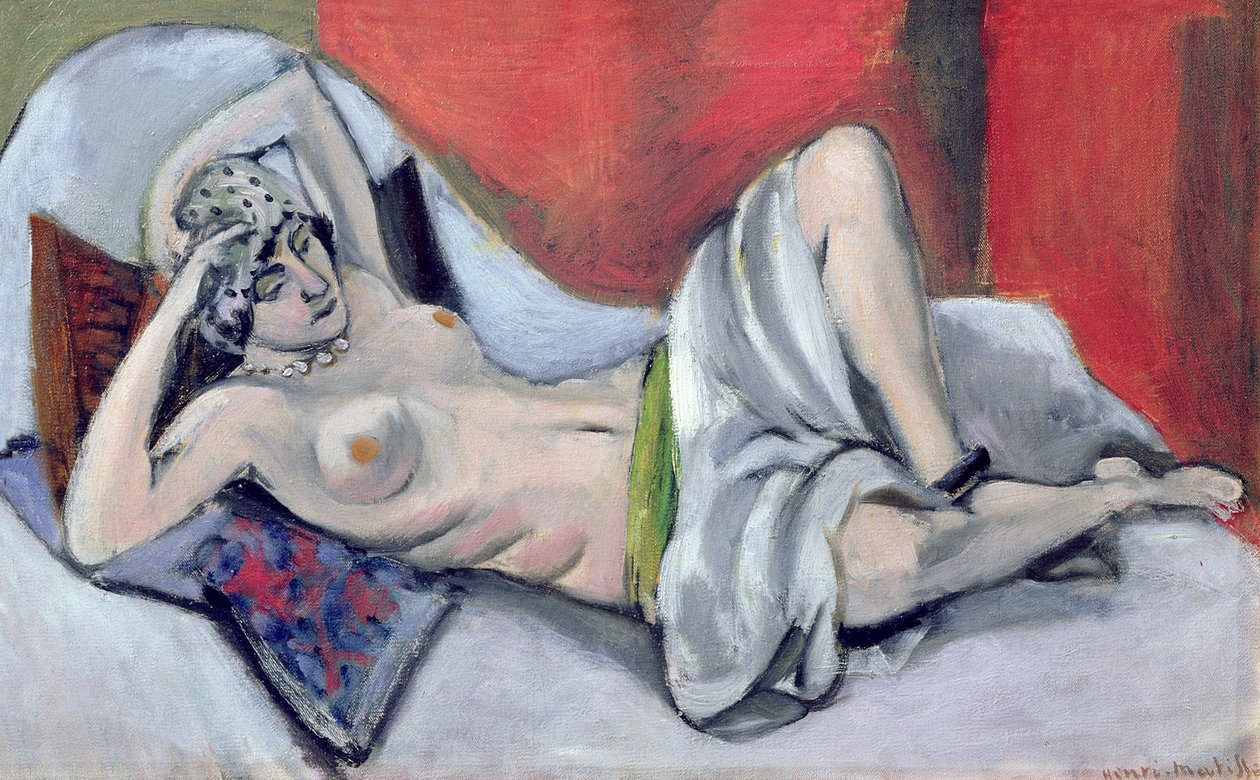 Liggande naken med draperi, ca 1923-24 (olja på duk) av Henri Matisse