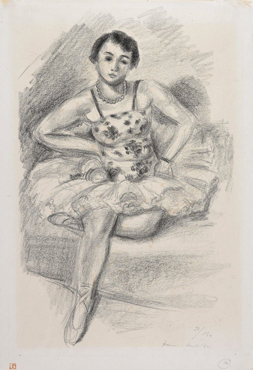Sittande dansare, vänster ben under sig av Henri Matisse