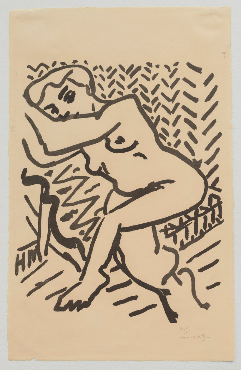 Sittande naken [Litet ljust träsnitt] av Henri Matisse