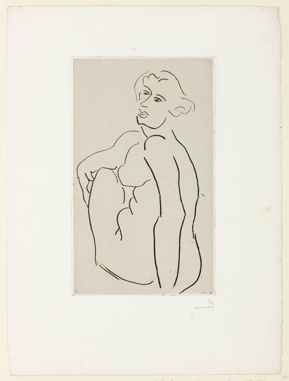 Sittande naken kvinna, trekvartsvy av Henri Matisse