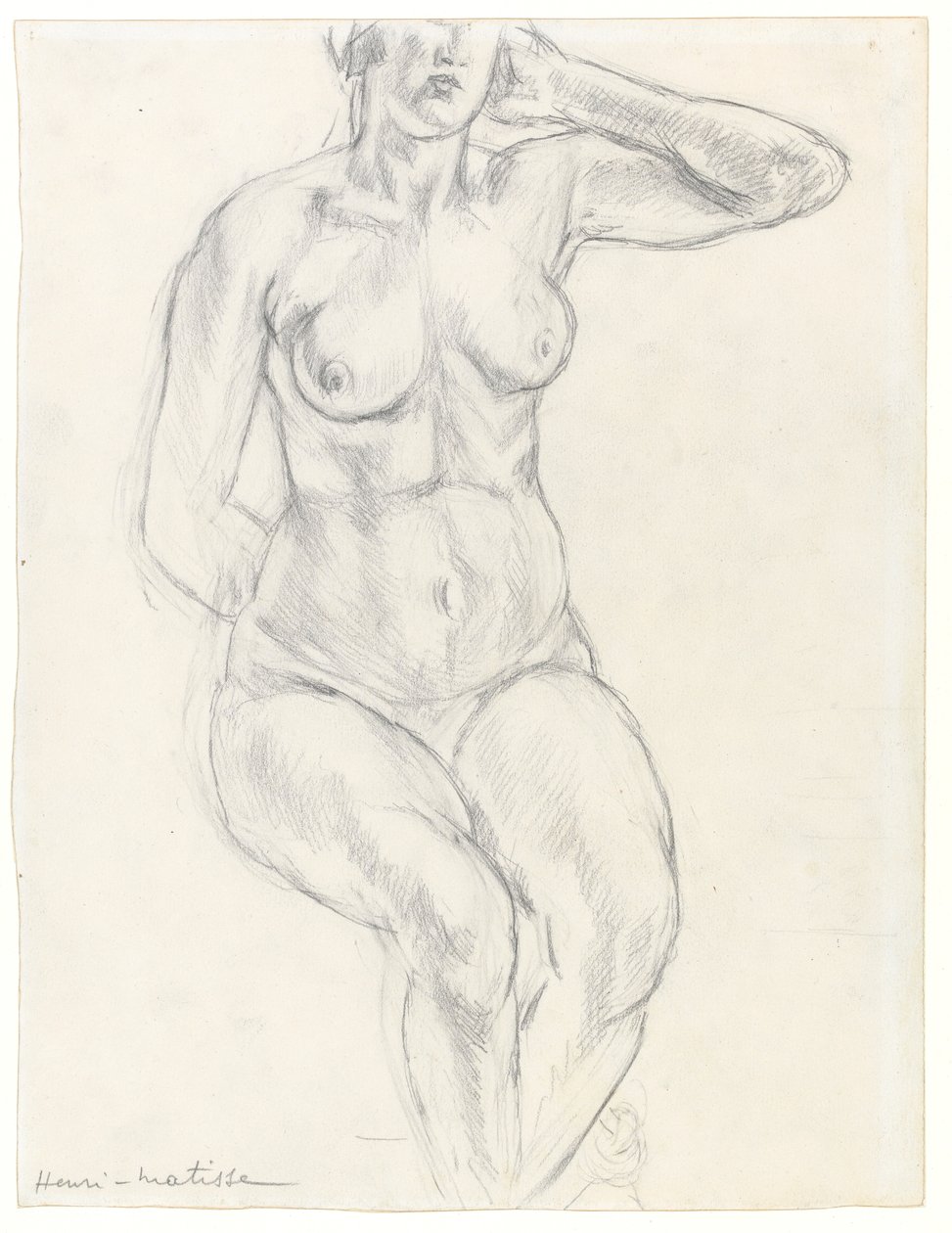 Sittande naken, ca 1918 (grafit  svart krita på papper) av Henri Matisse