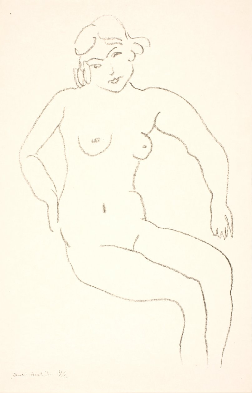 Sittande kvinnlig nakenmodell av Henri Matisse