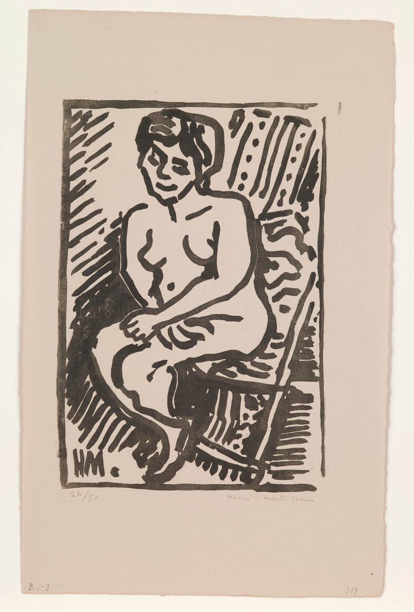 Liten svart träsnitt av Henri Matisse