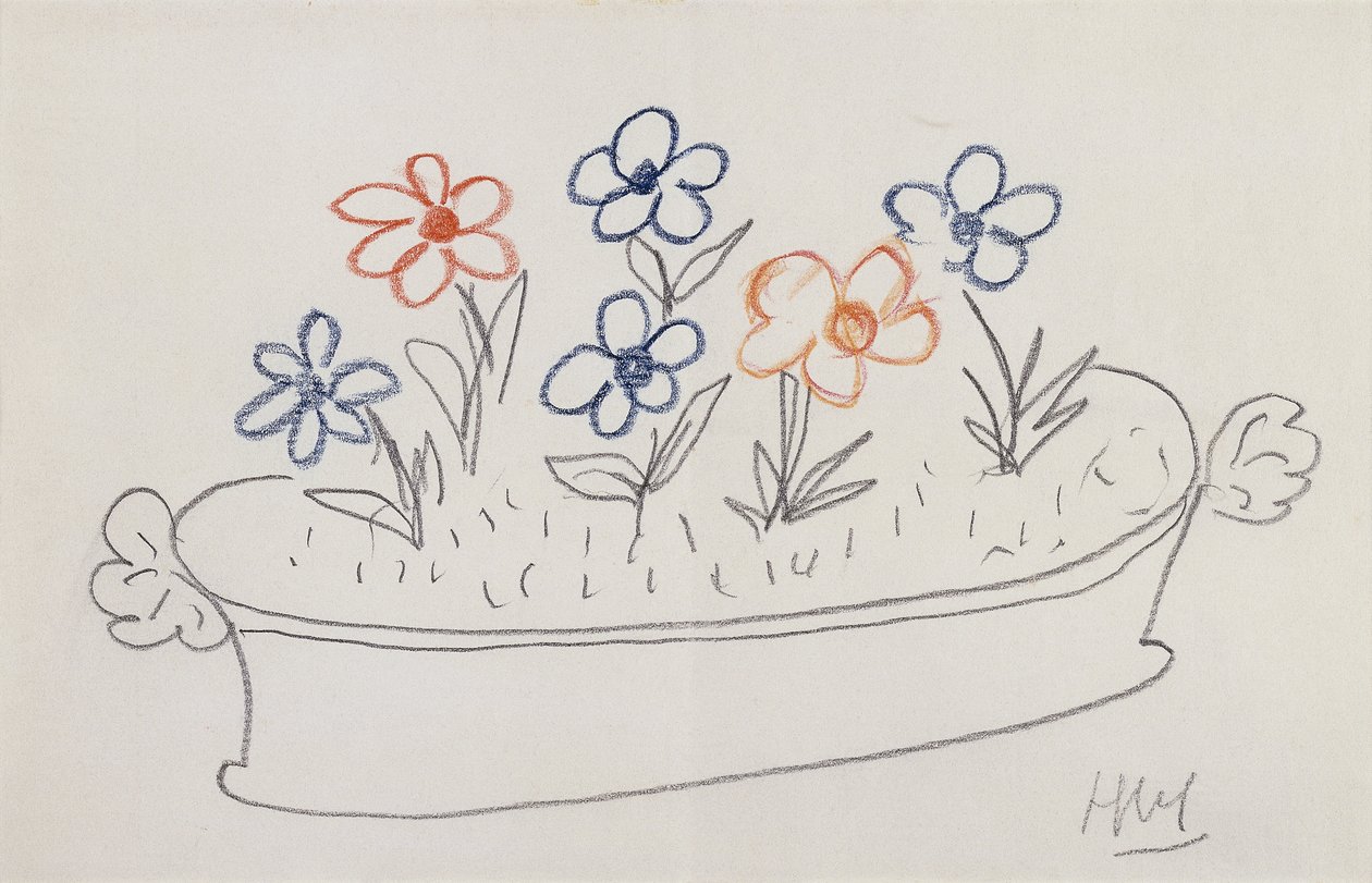 Some Flowers (blyerts och färgkritor på papper) av Henri Matisse