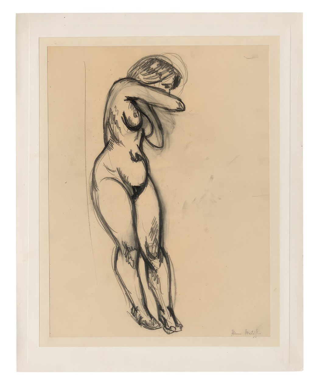 Stående kvinnlig nakenbild, vrider sig mot ryggen av Henri Matisse