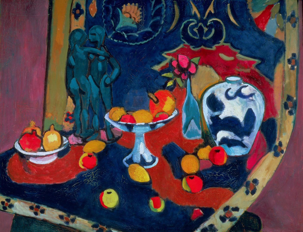 Stilleben med frukt och bronsstatyett av Henri Matisse