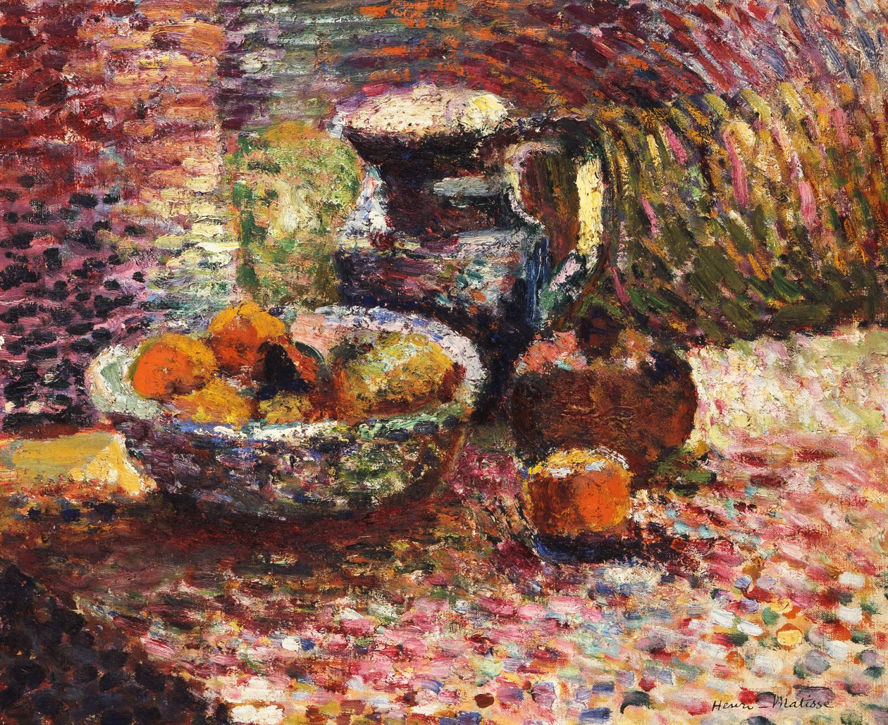 Stilleben med kanna och frukt av Henri Matisse