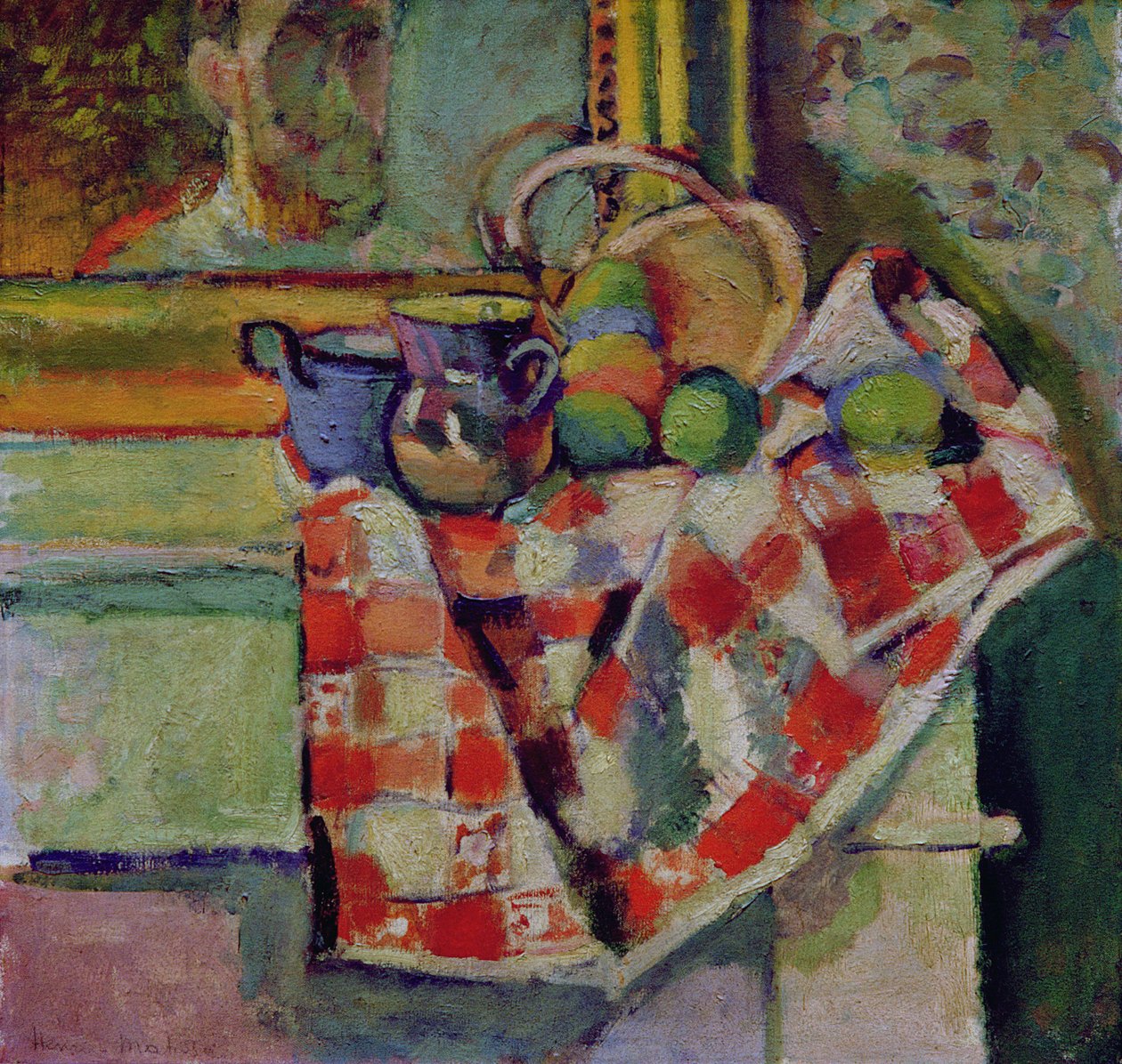 Stilleben med rutig bordsduk, ca 1903 (olja på duk) av Henri Matisse