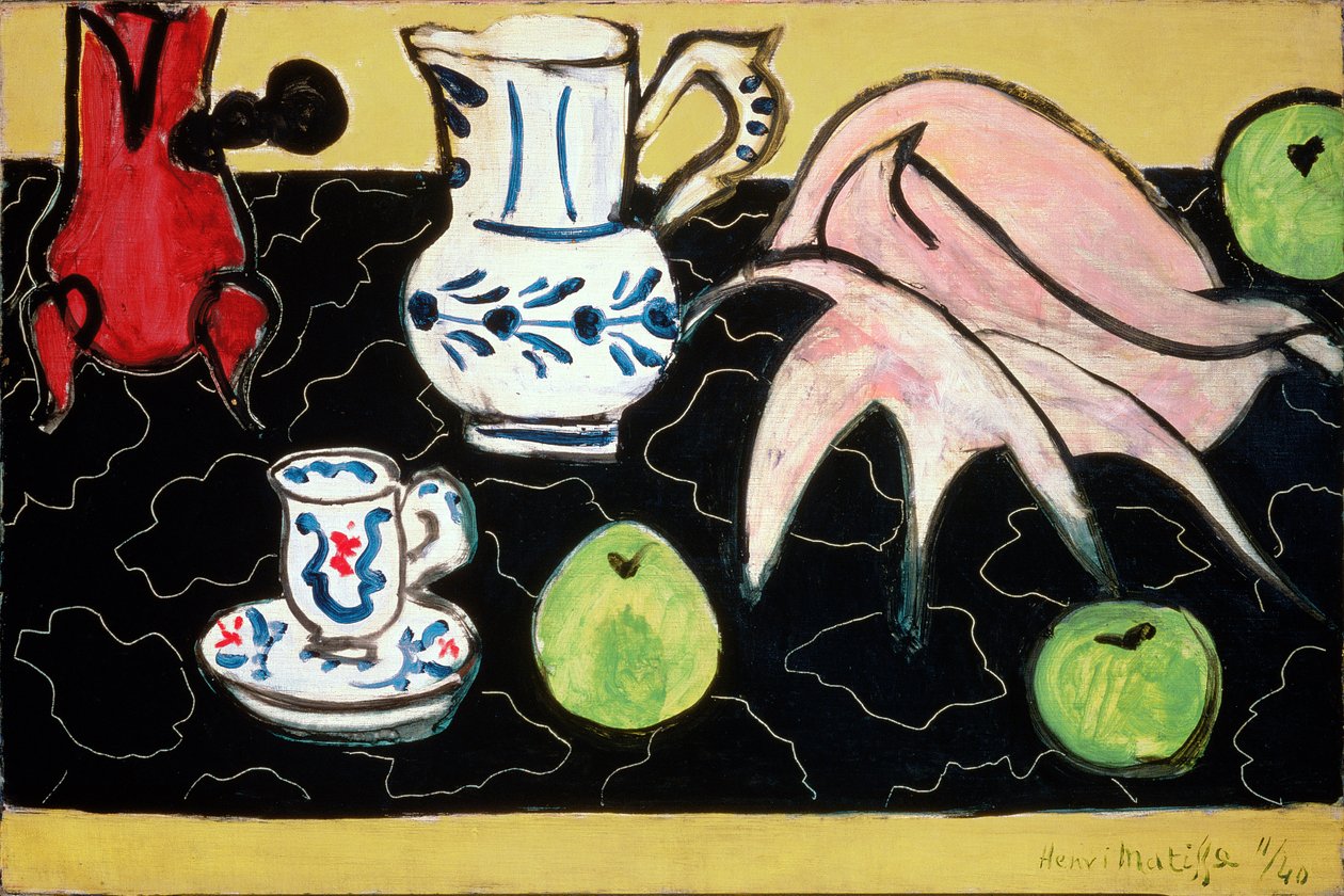 Stilleben med snäcka på svart marmor av Henri Matisse