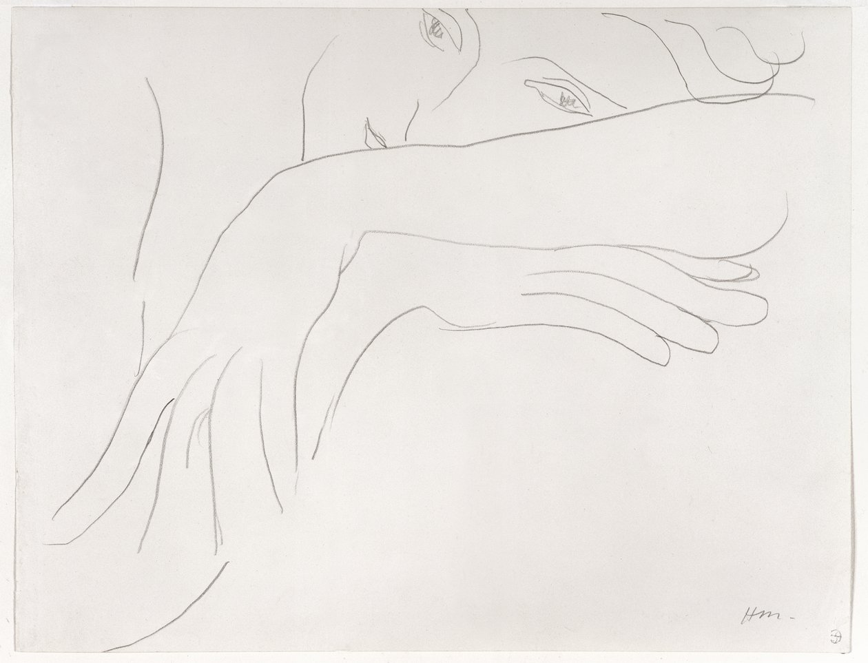 Studie av en modell som lutar sig mot en stolsrygg av Henri Matisse